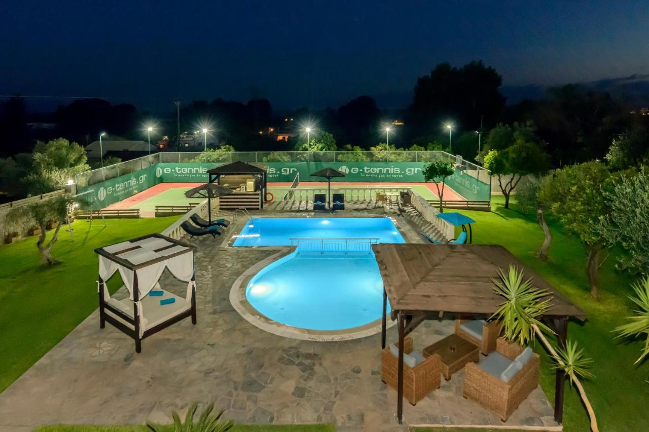 Villa Maxim With Private Pool & Tennis Court Halikounas Екстериор снимка